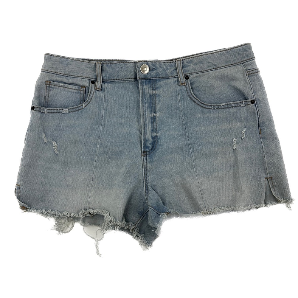 No Boundaries 3" Inseam Distressed Raw Hem Women's size 15 Blue Denim Jean Short
